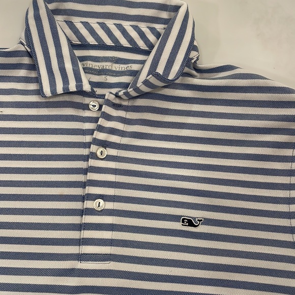 Blue & White Striped VV Polo - Picture 2 of 5